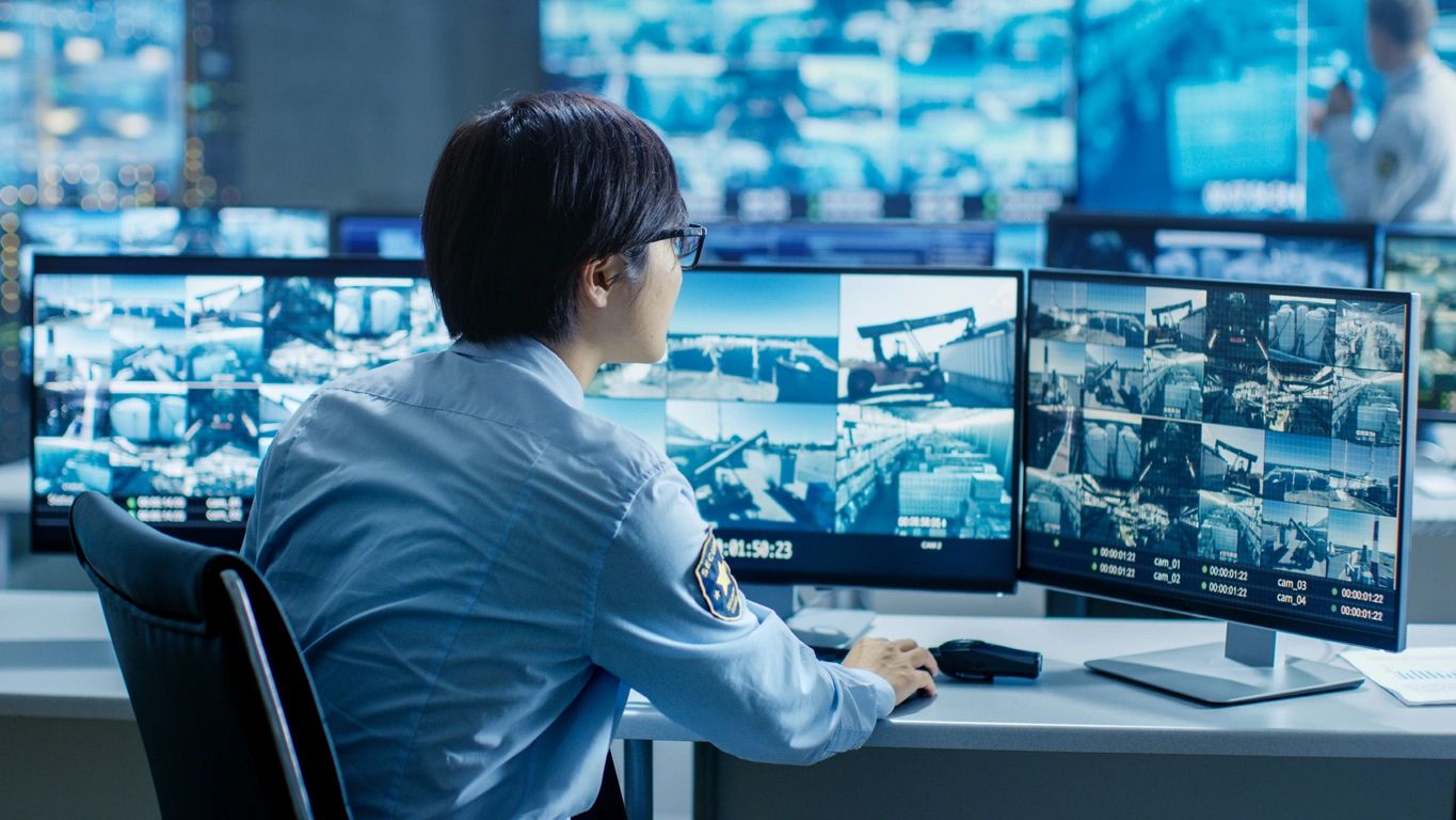 security cameras being monitored by employees